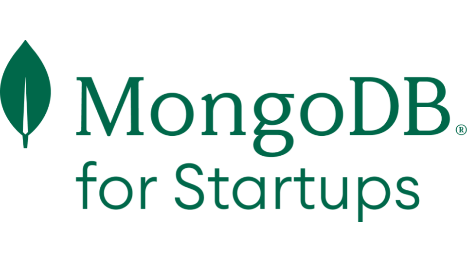 MongoDB for Startups logo with green leaf icon and company name in green